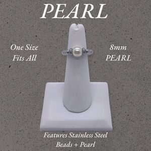 NWT Wool + Pepper Co. Pearl & Stainless Steel Ring